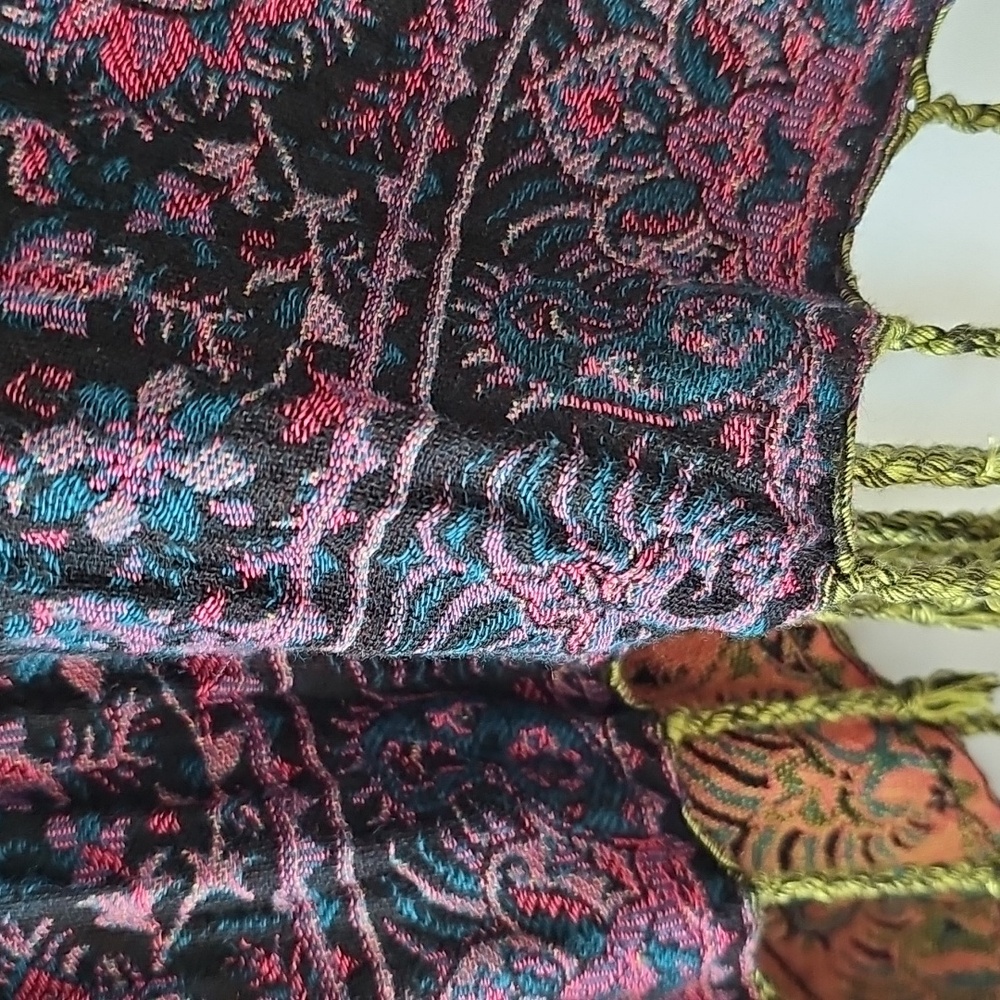 Bohemian Embroidered Kimono Paisley Open Cardigan S/M - Picture 2 of 16